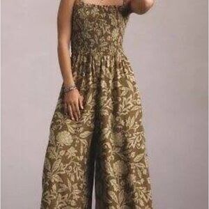 Anthropologie Pilcro Smocked Linen Jumpsuit